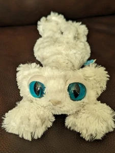 Manhattan Toy Snow Lavish White Grey Lanky Cat Blue Eyes Soft Plush Toy 12” 2015 - Picture 1 of 6