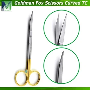TC Goldman Fox Schere gebogen 13 cm Dental OP Microschere goldfarben CE - Bild 1 von 1