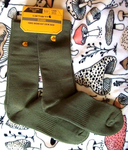 CARHARTT 2 Pairs "CLASSIC" FORCE MIDWEIGHT CREW SOCKS Green Large 9-11.5/10-12.5 - Picture 1 of 3