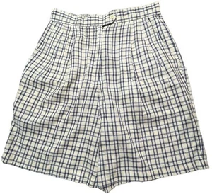 Izod Club Womans Shorts Size 10 Adjustable Waist Plaid Yellow Blue Pleated Golf - Picture 1 of 11