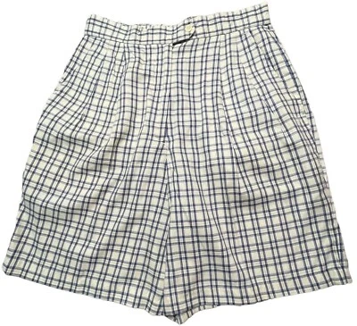 Pantalones Cortos Izod Club Mujer Talla 10 Cintura Ajustable Cuadros Amarillo Azul Plisado Golf Foto 1 de 4