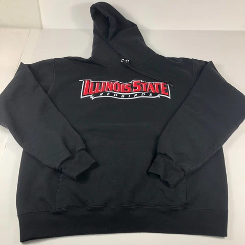 Champion Illinois State Redbirds Sweatshirt Adult Large Black Eco Fleece Hoodie Cover