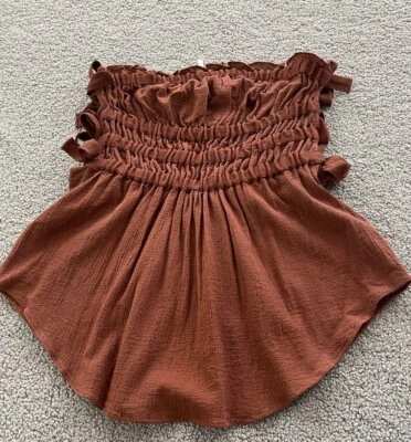 Jen’s Pirate Booty Women Fleetwood Tunic Brown Boho Side Tie Top Size XS New - Image 1 of 4