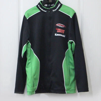 KAWASAKI MONSTER ENERGY Logo Negro y Verde, Chaqueta Cremallera Completa - Para Hombre Talla Grande Foto 1 de 3