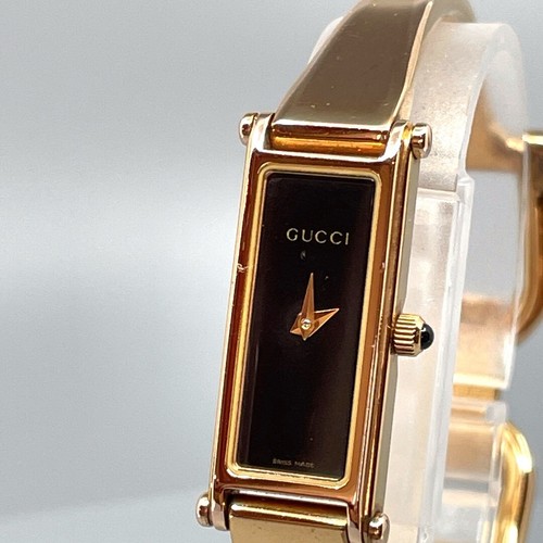 【Quasi Come Nuovo】 Orologio Vintage GUCCI 1500L Oro Rosa Quadrante Nero Donna Quarzo GIAPPONE