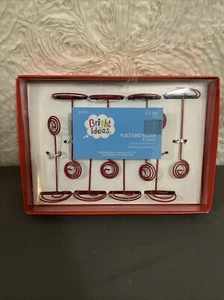 Bright Ideas Red Metal Retro Modern Design 8 count Place Card Holder Set NIB - Bild 1 von 2