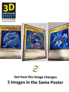 Yu-Gi-Oh Dark magican,blue&red eye 3D Poster 3D Lenticular Flip Effect,3 In One - Picture 1 of 9