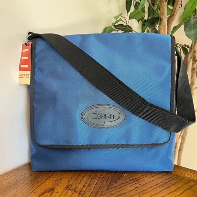 NWT Esprit Blue Nylon Rave Messenger Bag Crossbody Shoulder Bag Adjustable Strap - Image 1 of 4