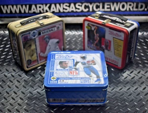 824 3 METAL SPORTS CARD HARD STORAGE LUNCHBOX JORDAN SANDERS MCGWIRE FREE SHIP - Picture 1 of 24