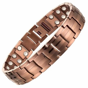 Herren Magnetarmband zweireihig starke kraftvolle Magnete einzigartige Kaffeefarbe - Bild 1 von 4