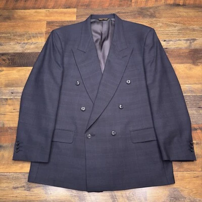 Chaqueta Traje De Colección Pierre Cardin Doble Pecho 43R Gris Lana A Rayas EE. UU. Foto 1 de 4