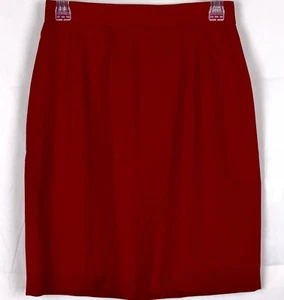 Women's Skirt Size 8 Red Lined 100% Wool Hidden Zipper Straight 4" Slit by KGR - Picture 1 of 6