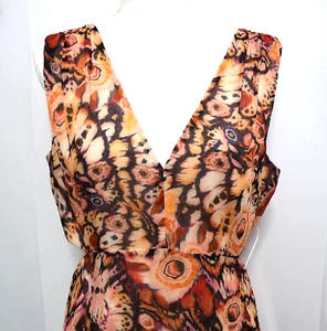 GUESS Leisha Women's Ruffle Hem Dress, Butterfly Aura Print, Size 12 - Picture 1 of 23