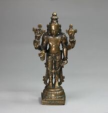 Indian bronze/copper alloy miniature figure of the standing Hindu deity Vishnu