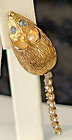 Vintage Avon Gold-Tone Mouse Pin Brooch Lapel/ Tie-Tack Rhinestone Eyes & Tail