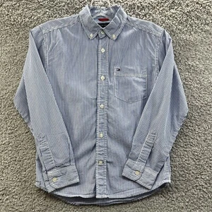 Tommy Hilfiger Button Up Boys Small Pinstripe Blue And White Shirt Boys S - Picture 1 of 8