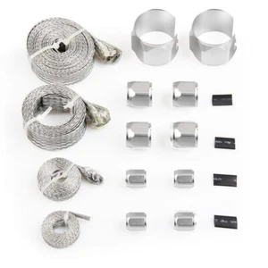 Universal Radiator Hose Sleeving Stainless Steel Braided Dress-Up Hose Cover Kit - Foto 1 di 11