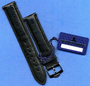 GENUINE BLACK OSTRICH STRAP BAND 18mm & GENUINE PRE TAG HEUER STEEL BUCKLE TANG - Picture 1 of 6