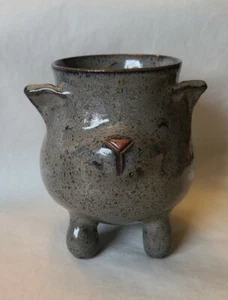 Vintage Studio Art Pottery Stoneware Cat Face Mug Legs Paws Signed Large (AC1) - Picture 1 of 11