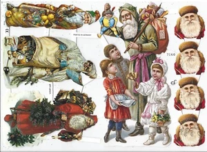 German Embossed SILVER GLITTER Scrap Die Cut - Christmas Santa Children EF7160G - Picture 1 of 1