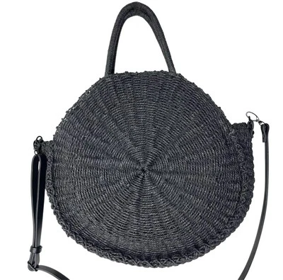 Bolso Bandolera Hobo Negro Tejido Ratán Grande Redondo Abercrombie & Fitch ¡NUEVO! Foto 1 de 4