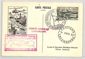 FRANCE Postcard First Helicopter Strasbourg-Luxembourg 1952 {samwells}YZ233 - Picture 1 of 12