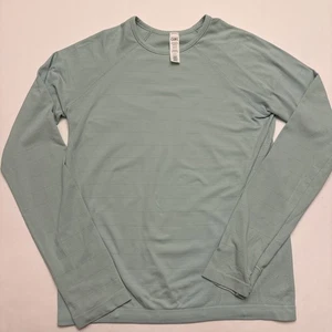 Athleta Girl Shimmer Power Up Top XL/14 Mint Green Aqua Athletic Long Sleeve - Picture 1 of 11