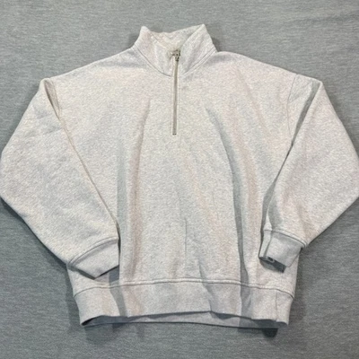 Moletom Abercrombie Masculino M Cinza Lã Meio Zíper Macio AF Essentials Aconchegante - Imagem 1 de 4