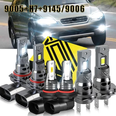 Combo de 6 bombillas LED altas/bajas + luces antiniebla para Subaru Outback 2005-2008 2009 Foto 1 de 4