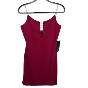 Bebe XL Spaghetti Strap Beautiful Red Bodycon Bandage Dress NWT - Picture 1 of 9