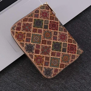 Anti-loss Bohemian Short Purse Classic Retro Card Bag Wood Grain Wallet Work - Picture 1 of 12