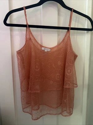 dELia*s Orange Tiered Lace Cropped Tank Cami - Size M - Image 1 of 4