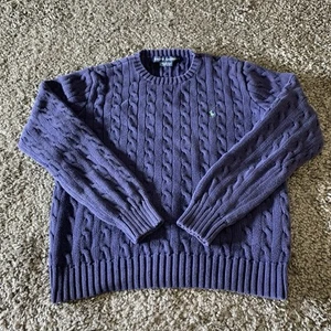 Vintage Ralph Lauren Sweater Womens L Cable Knit Lounge Casual Preppy - Picture 1 of 8