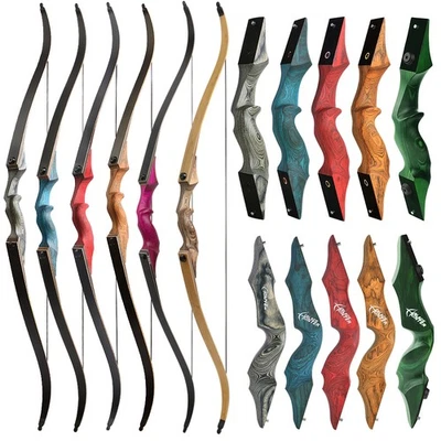 60'' Takedown Recurve Bow 20-60lbs Limbs Wooden Archery Hunting Target RH LH - Image 1 of 4