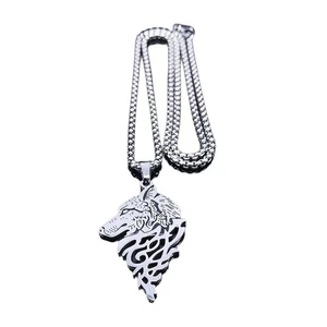 Punk Style Wolf Head Pendant Necklace Stainless Steel Jewelry for Party or Gift - Picture 1 of 9