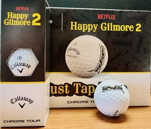 Callaway Chrome Tour HAPPY GILMORE "Just Tap It In" Golf Balls Limited- 3 Balls - Picture 1 of 1