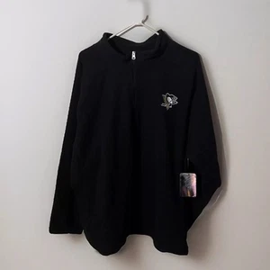 NHL Pittsburgh PENGUINS Men's Waffle Fleece 1/4 Zip Black Pullover Size 2XL NWT - Imagen 1 de 5
