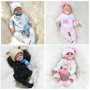 22" Real Lifelike Reborn Baby Dolls Realistic Boy/Girl Doll Twins Handmade Gifts - Picture 1 of 32