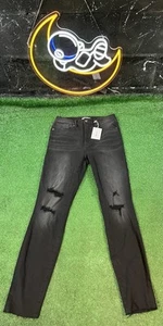 Jeans Good American para mujer 8 negros ajustados buenas piernas elásticos desgastados nuevos con etiquetas - Imagen 1 de 9