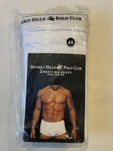 NIP Beverly Hills Polo Club Mens White Briefs 4XL 2 Pk - Picture 1 of 3