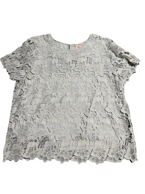 Blusa Top Philosophy Mujer Crochet Encaje Talla XXL Gris Forrada Floral Sofisticada Foto 1 de 4