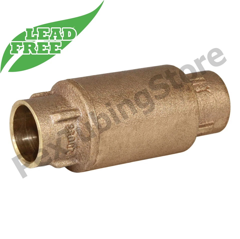 1/2" Sweat In-Line Brass Spring Check Valve, LEAD-FREE - Image 1 of 1