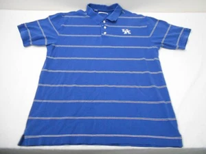 Mens Striped Short Sleeve Sz L UK Blue & White Kentucky Wildcats Polo Shirt - Picture 1 of 8