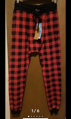 XSmall NEW Lazy One LONG JOHNS Red Black Plaid Uni Lounge Pants Free Ship NWT - Image 1 of 4