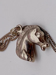 Vintage Sterling Silver Necklace Pendant 925 Horse 7.62G - Picture 1 of 11
