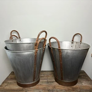 Large Vintage Galvanised Olive Bucket - Rustic Metal Basket - £40 each - Picture 1 of 9