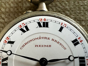 CHRONOMETRE BRETON REIMS - Taschenuhr  Enamel Dial 44,5 mm - ca. 1925