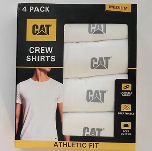 CATERPILLAR Mens Size Med 38-40 White 4-Pk Athletic Fit Crew Neck T-shirts - Picture 1 of 4