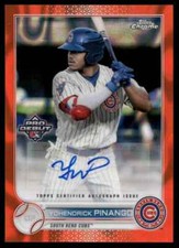 2022 Topps Pro Debut Chrome ORANGE Lava Refractor Yohendrick Pinango Auto /25