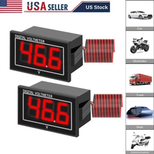 2x 12V Digital LED Display Voltmeter Voltage Gauge Panel Meter Car Motorcycle - Picture 1 of 10